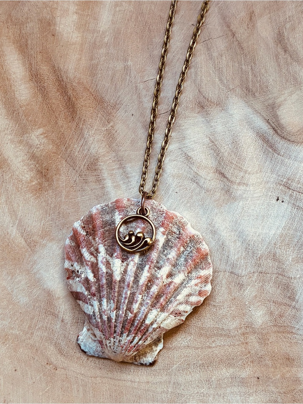 Wildwood NJ Seashell Necklace Real Beach Shell Wave Charm Coastal Jewelry Rare